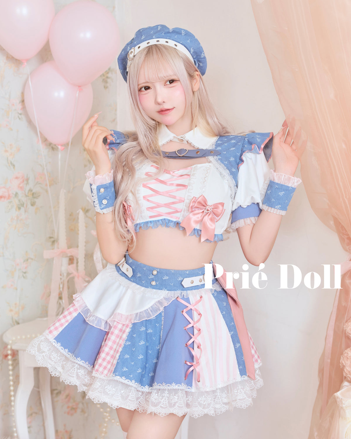 【予約-12月中旬頃より順次発送予定】ギンガムレースアップアイドル【PDCS261027】